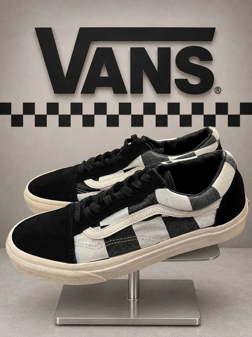 Vans Old Skool Oversize Checkerboard Black White Sneakers Men’s 10.5/W 12
